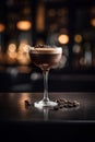 Espresso martini cocktail delicious alcohol drink dessert cocktail. Cocktails garnished with coffee beans. Royalty Free Stock Photo