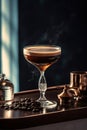 Espresso martini cocktail delicious alcohol drink dessert cocktail. Cocktails garnished with coffee beans. Royalty Free Stock Photo