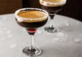 espresso martini cocktail into glass