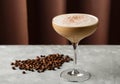 espresso martini cocktail into glass
