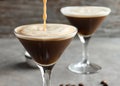 espresso martini cocktail into glass