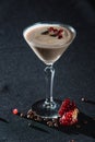 Espresso Martini cocktail, grains of pomegranate on top Royalty Free Stock Photo