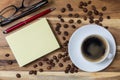 Espresso with notepad concept Background on wood Royalty Free Stock Photo