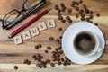 Espresso Pause concept background on wood Royalty Free Stock Photo