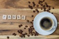 Espresso pause concept background on wood Royalty Free Stock Photo