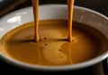 Espresso pouring into white cup Royalty Free Stock Photo