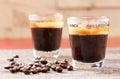 Espresso shot glass with coffee bean