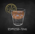 Espresso tonic coffee chalk illustration.