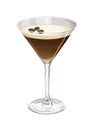 Modern Espresso martini cocktail illustrated on white background. Vector file. Royalty Free Stock Photo