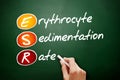 ESR - Erythrocyte Sedimentation Rate acronym, concept on blackboard