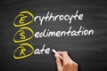 ESR - Erythrocyte Sedimentation Rate acronym, concept on blackboard