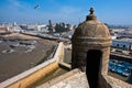 Essaouira aerial panoramic cityscape view from old fortress at the coast of Atlantic ocean in Morocco Royalty Free Stock Photo