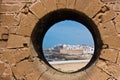 Essaouira aerial panoramic cityscape view from old Portugese fortress Sqala du Port at the coast of Atlantic ocean in Morocco Royalty Free Stock Photo