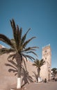 Essaouira, Morocco, December 30 2019: Medina entrance tower and old city walls in costal town of Essaouira, Morocco. Royalty Free Stock Photo