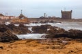 ESSAOUIRA, MOROCCO - JUNE 11, 2017: View of the stormy water of the Atlantic Ocean in the area of Essaouira