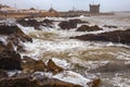 ESSAOUIRA, MOROCCO - JUNE 11, 2017: View of the stormy water of the Atlantic Ocean in the area of Essaouira