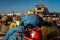 Essaouira, Morocco - Market cats lazing in the morning sun at the port