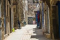 Essaouira, Morocco- may, 20, 2016: View of a colured sunny street in the old town of Essaouira