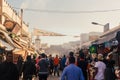 ESSAOUIRA, MOROCCO - NOVEMBER 18: traditional souk with walking people in medina Essaouira. The complete old town of