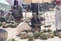 A farmer sits waiting to sell his produce at the weekly berber open market outside Essaouira in Morocco. Women rarely attend a mar