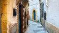 Historic narrow road in medina district of Essaouira old town