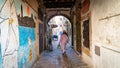 Historic narrow road in medina district of Essaouira old town