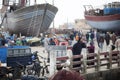 Essaouira port, boats, ships along the coast. Morocco