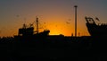 Essaouira port in Morocco , silhouette