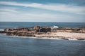 Essaouira Ramparts aerial panoramic view in Essaouira, Morocco. Essaouira is a city in the western Moroccan region on