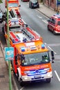 Essen , Germany - April 29 2019 : Fire fighters helping to extinguish burning apartment Royalty Free Stock Photo