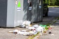 Essen , Germany - May 12 2018 : Rubbish is lying next to the bin