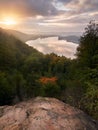 Essen, Germany - View of Lake Baldeneysee and Ruhr river at sunrise. A beautiful autumn landscape. Gold autumn Royalty Free Stock Photo