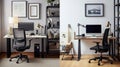 The essence of contemporary remote work with stylish and functional home office setups. Royalty Free Stock Photo
