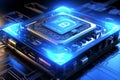 The essence of a highly advanced processor chip, a testament to the forefront of technological progress. Ai generated Royalty Free Stock Photo