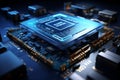 The essence of a highly advanced processor chip, a testament to the forefront of technological progress. Ai generated Royalty Free Stock Photo