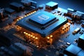 The essence of a highly advanced processor chip, a testament to the forefront of technological progress. Ai generated Royalty Free Stock Photo