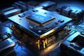 The essence of a highly advanced processor chip, a testament to the forefront of technological progress. Ai generated Royalty Free Stock Photo