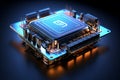 The essence of a highly advanced processor chip, a testament to the forefront of technological progress. Ai generated Royalty Free Stock Photo