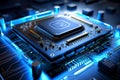 The essence of a highly advanced processor chip, a testament to the forefront of technological progress. Ai generated Royalty Free Stock Photo