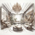 The essence of Interior beauty through sketches. Created with generative AI