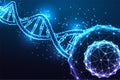 Essence of life and biological research, genetics futuristic concept with DNA strand and human cell Royalty Free Stock Photo