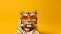 Generative AI, Cool Tiger: A Majestic Feline in Stylish Shades Royalty Free Stock Photo