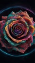 Essence of mathematical patterns seamlessly transforming into a perfectly formed rose