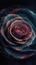 Essence of mathematical patterns seamlessly transforming into a perfectly formed rose