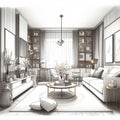 The essence of Nodric style of Interior beauty through sketches. Created with generative AI