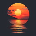 the essence of a sunset using only geometric shapes and two colors