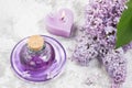 Essential aroma oil and aromatic candle for aromatherapy Royalty Free Stock Photo