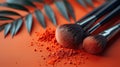 Essential beauty tools pop on a zesty orange backdrop.