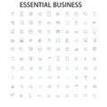 essential business icons, signs, outline symbols, concept linear illustration line collection