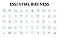 Essential business linear icons set. Essentiality, Vitality, Indispensable, Imperative, Crucial, Vital, Integral vector